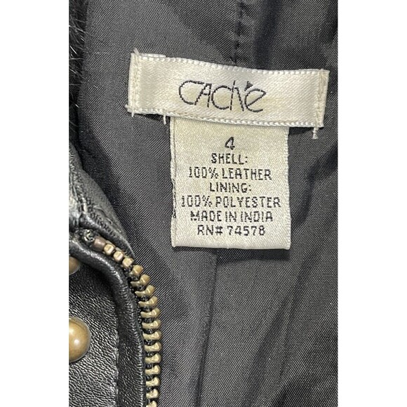 Vintage Cache Fur Collar Studded Jacket. Size: 4 - Picture 6 of 6